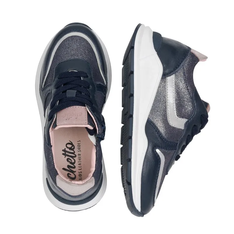 Sneaker de piel con cremallera lateral
